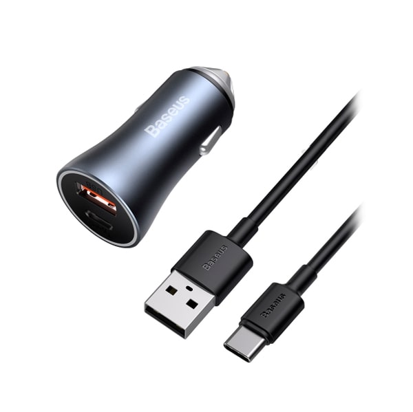 thumb картинка Автомобильное зарядное устройство Baseus Golden Contactor Dual Quick Charger Car Charger U+C 40W от магазина Fastoo